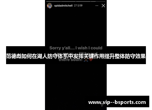 范德彪如何在湖人防守体系中发挥关键作用提升整体防守效果